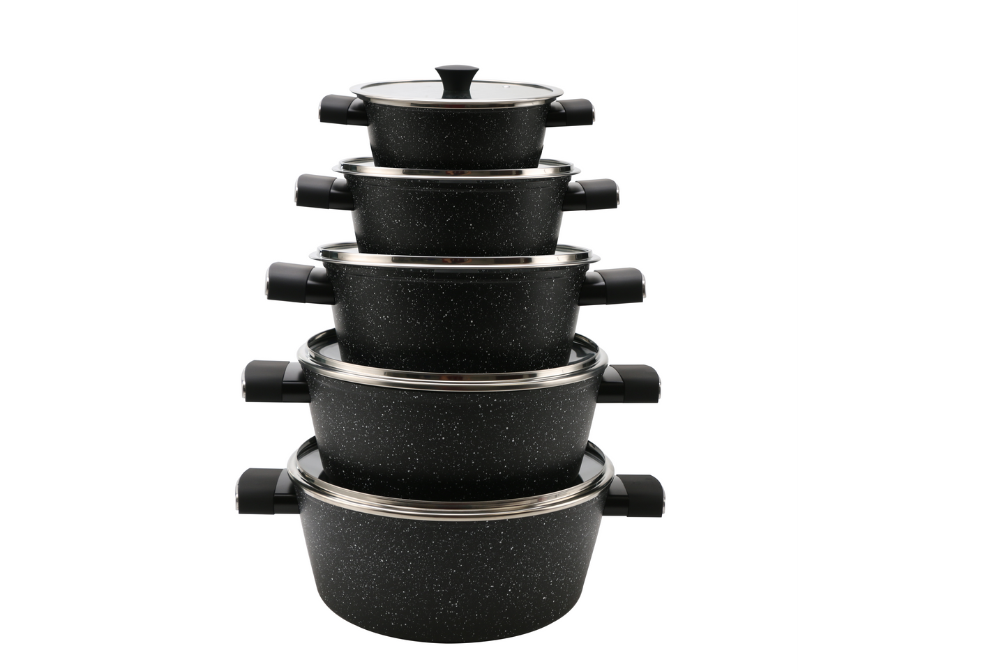 5 Pieces Forged Casserole Set - Black | Beige