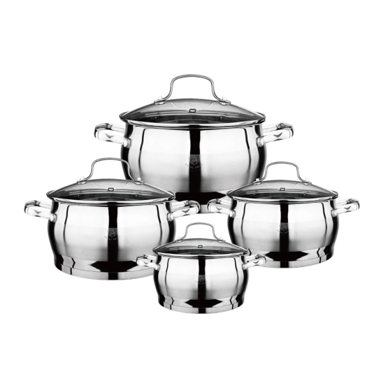 8-Piece Apple-Shaped Stainless Steel Casserole Set with Glass Lids