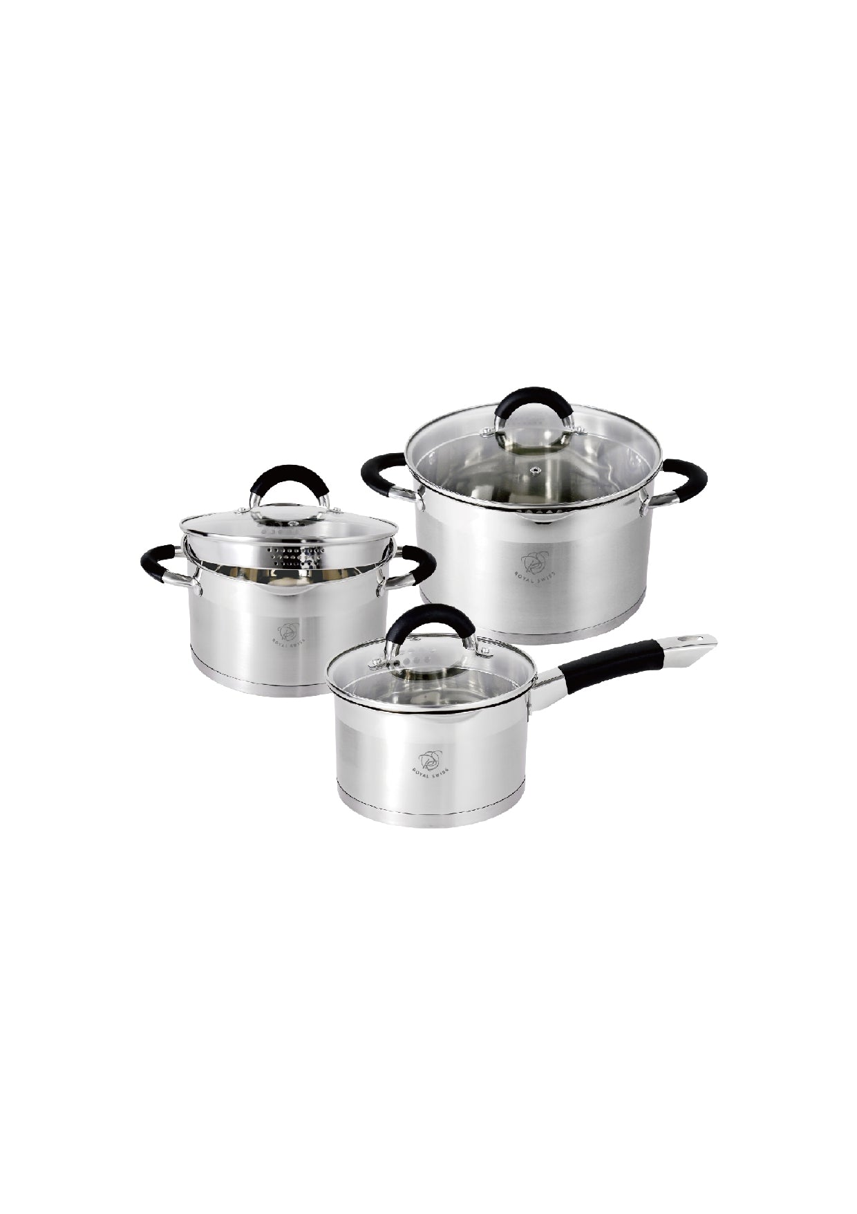 6-delige kookset met steelpan - Zwart | Rood