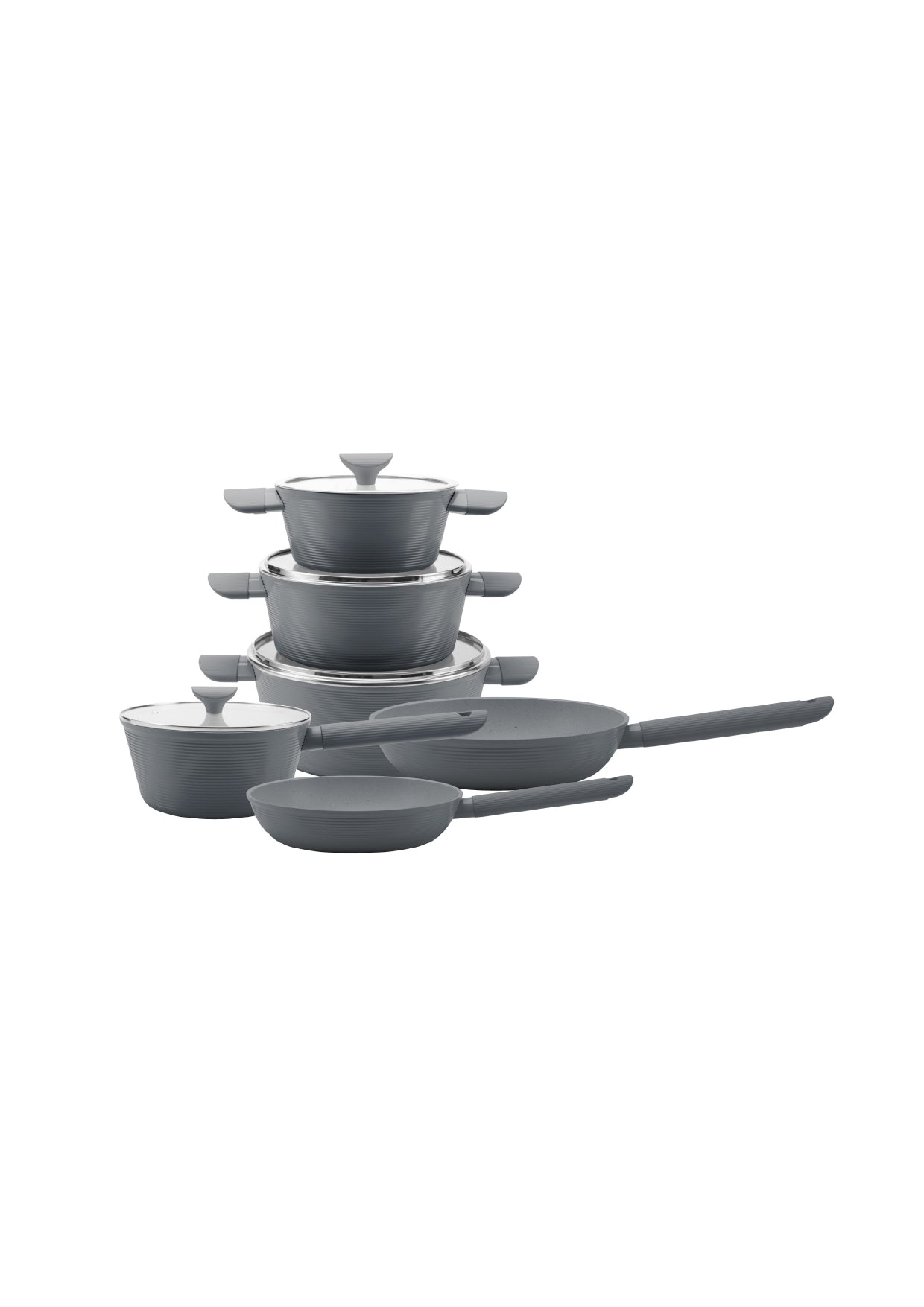 6 Pieces Cookware Set - Beige | Pink | Grey | Black