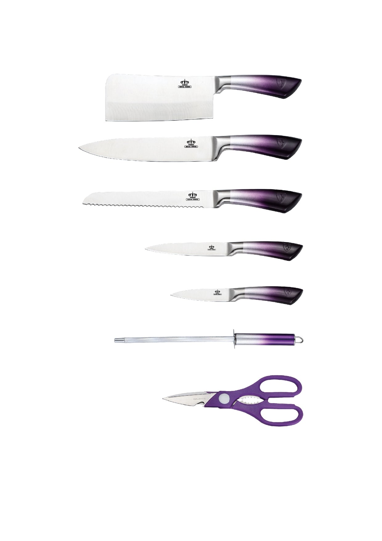 8 Pieces Knife Set - Red | Purple | Gold