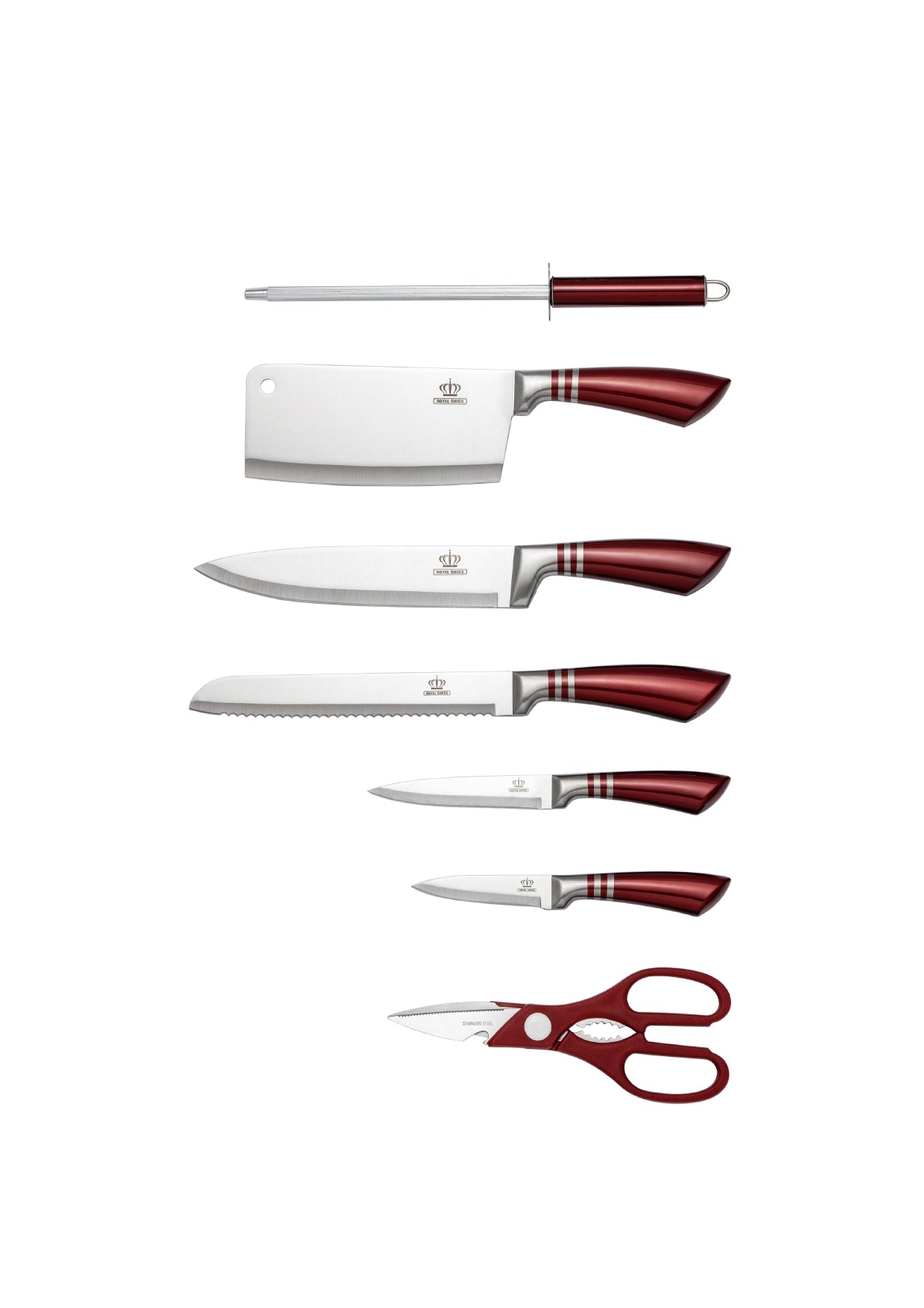 8 Pieces Knife Set - Red | Black | Silver