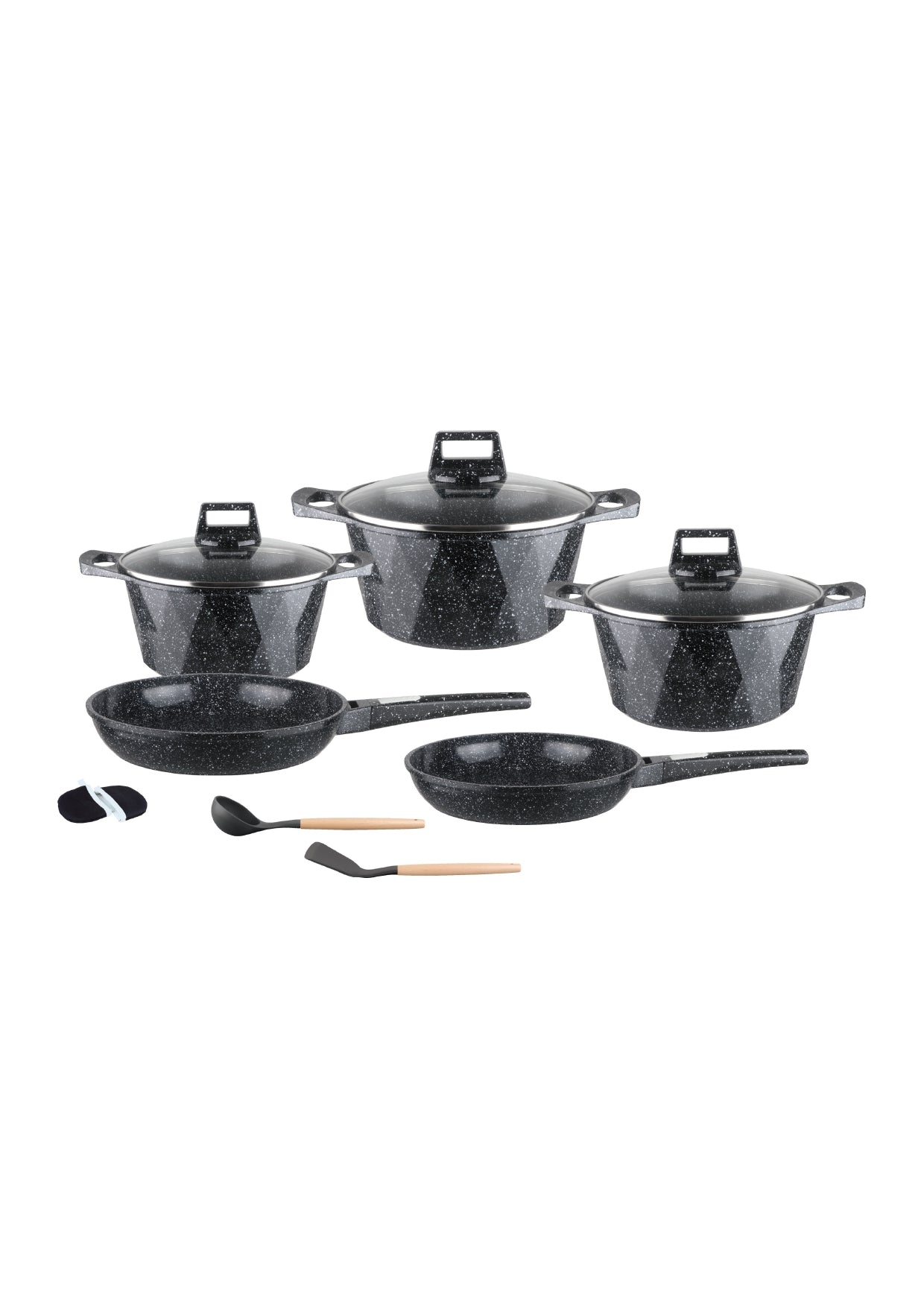 12 Pieces Cookware Set with Utensils and Oven Mitts - Pink | Beige | Black