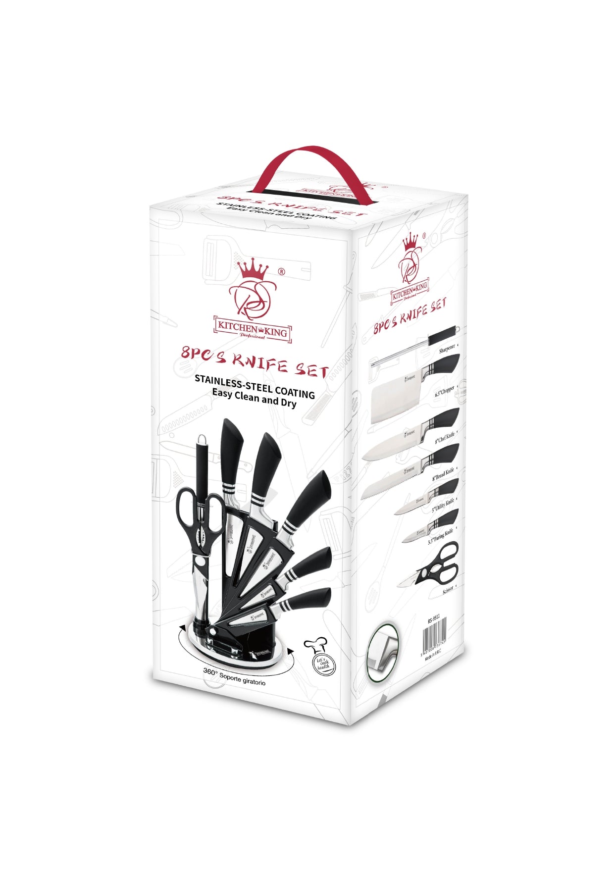 8 Pieces Knife Set - Red | Black | Silver