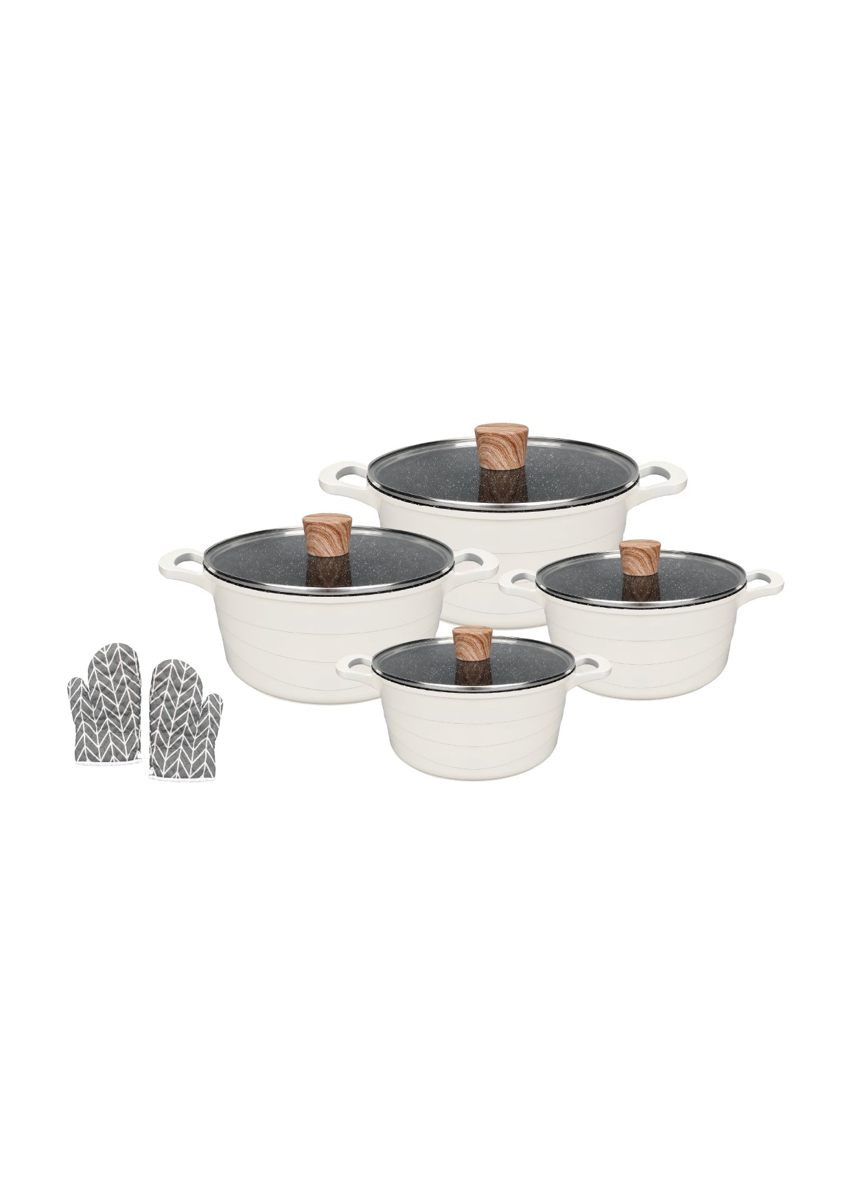 4 Pieces Casserole Set 20cm-24cm-28cm-32cm - Grey | Beige | Black