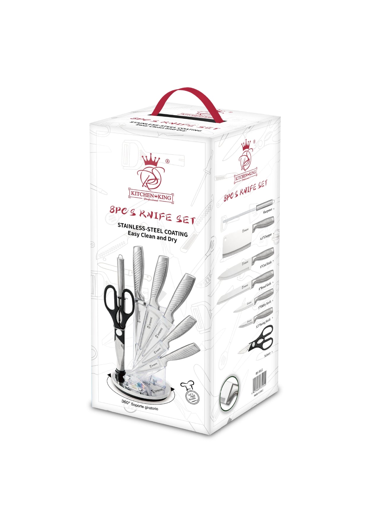 8 Pieces Knife Set - Red | Black | Silver