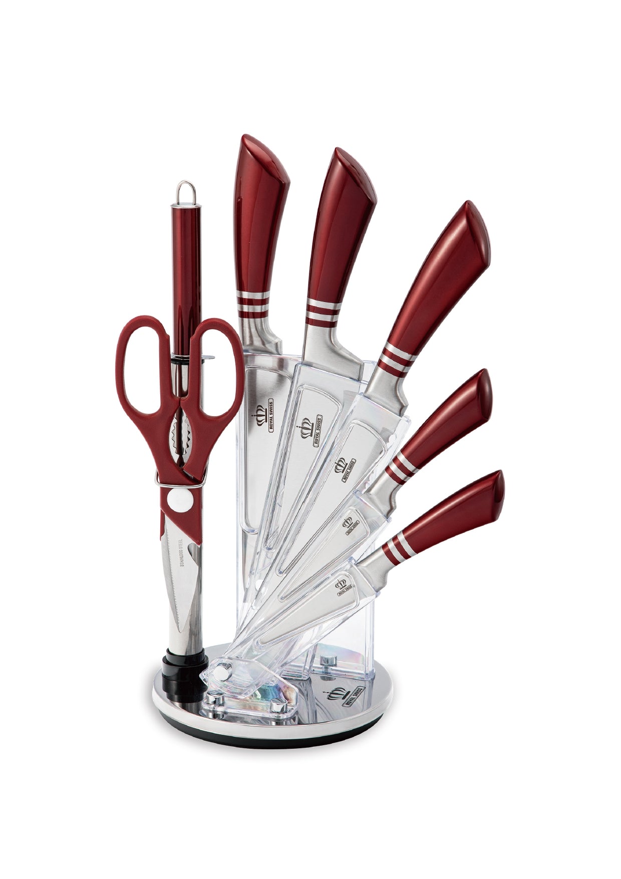 8 Pieces Knife Set - Red | Black | Silver