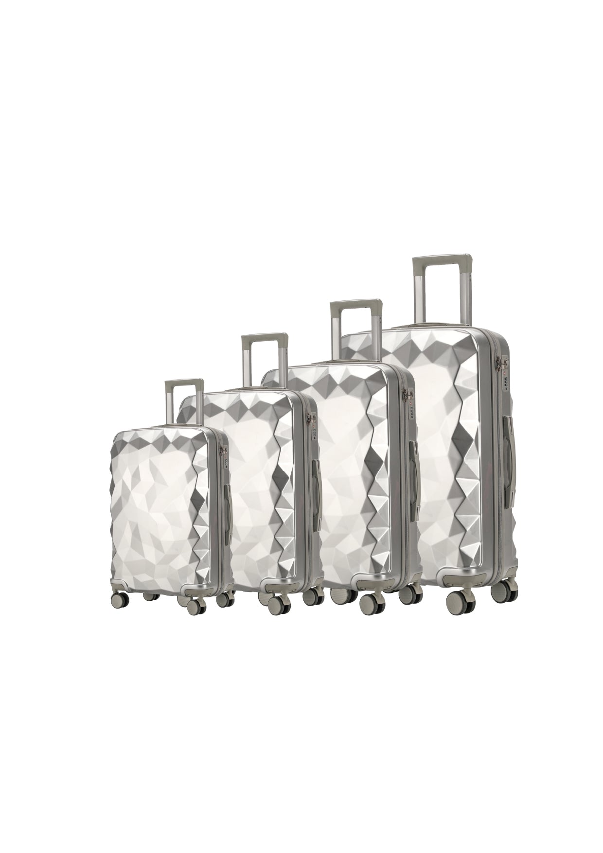 4 Pieces Suitcase Set - Black | Dark Grey | Silver | Pink