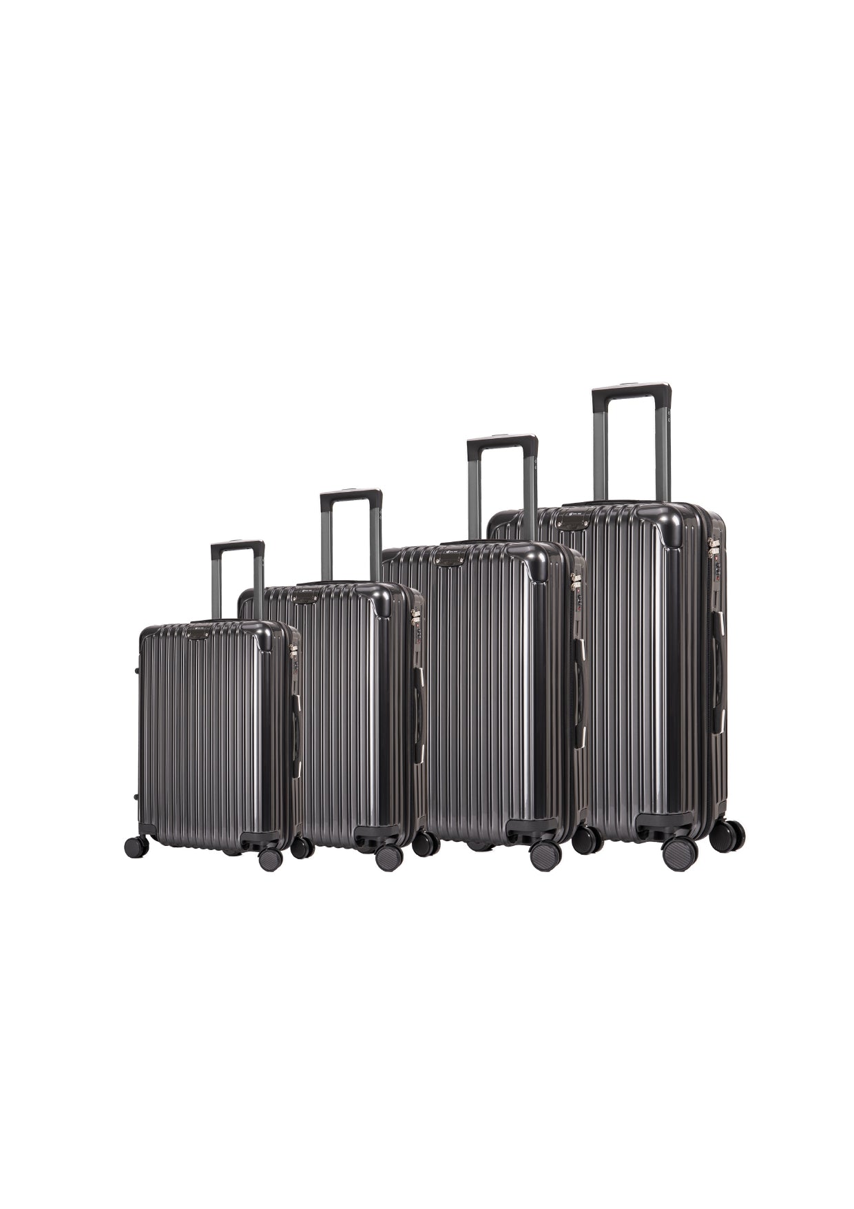 4 Pieces Suitcase Set - Black | Dark Grey | Silver | Pink