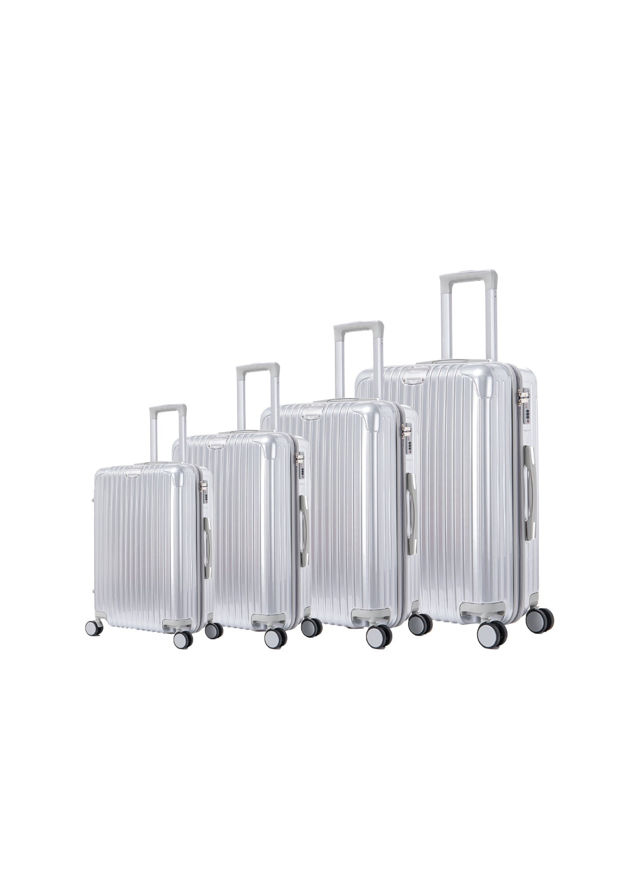 4 Pieces Suitcase Set - Black | Dark Grey | Silver | Pink