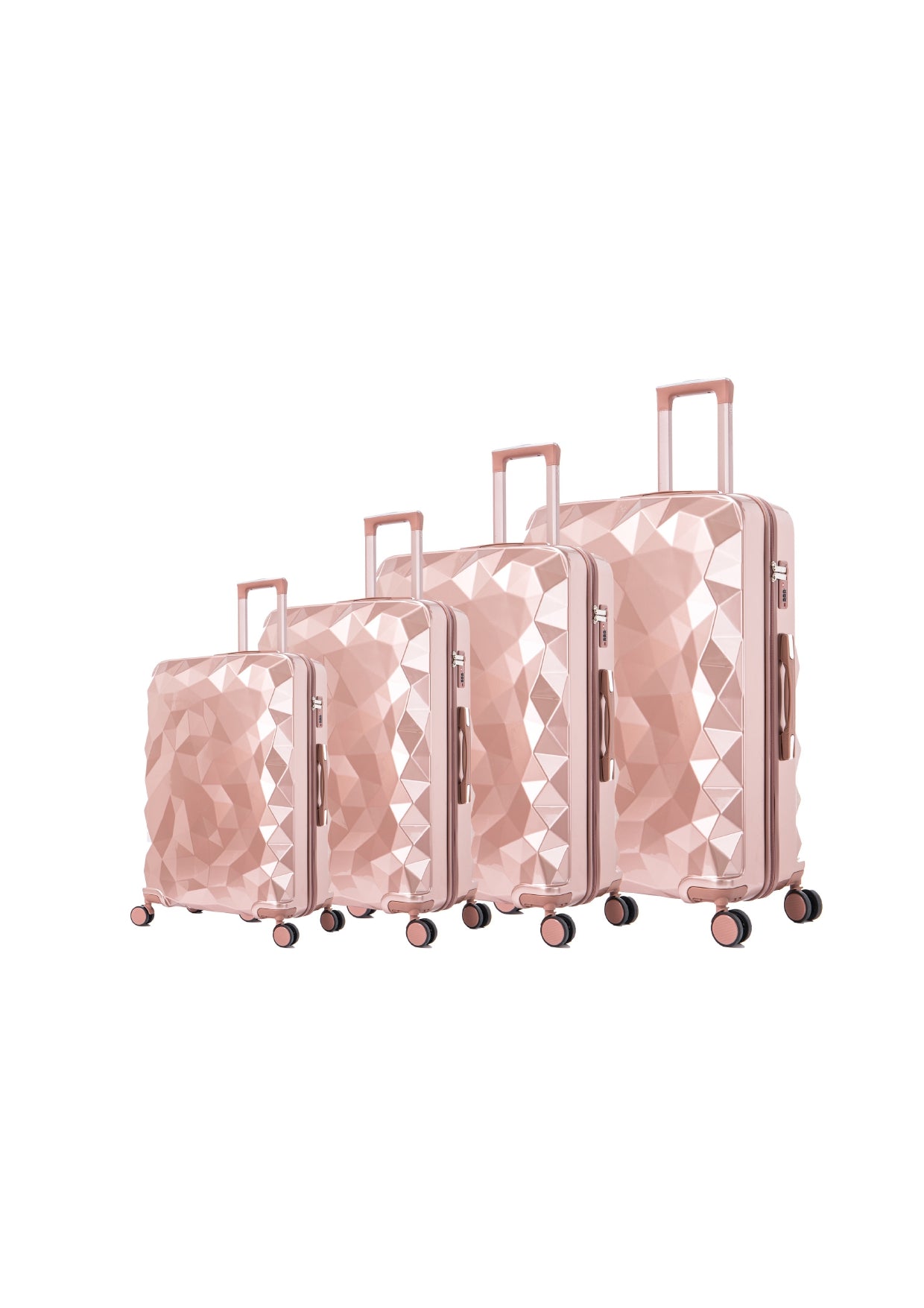 4 Pieces Suitcase Set - Black | Dark Grey | Silver | Pink