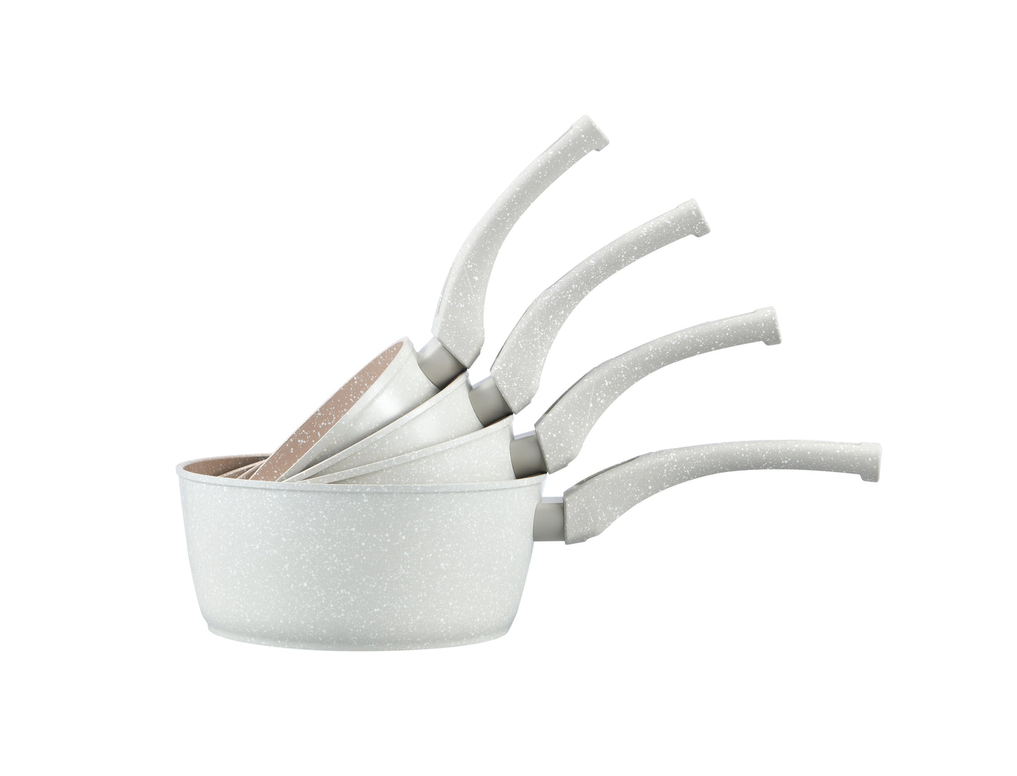 4-delige steelpanset - Zwart | Beige | Roze