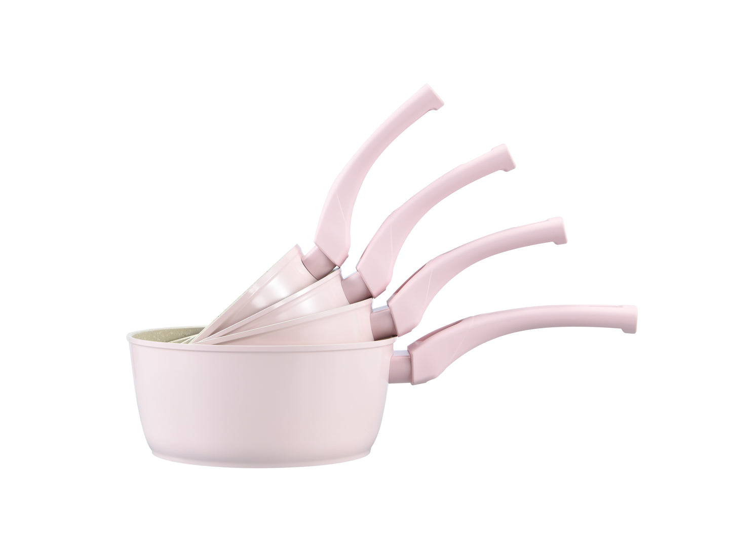 4-delige steelpanset - Zwart | Beige | Roze