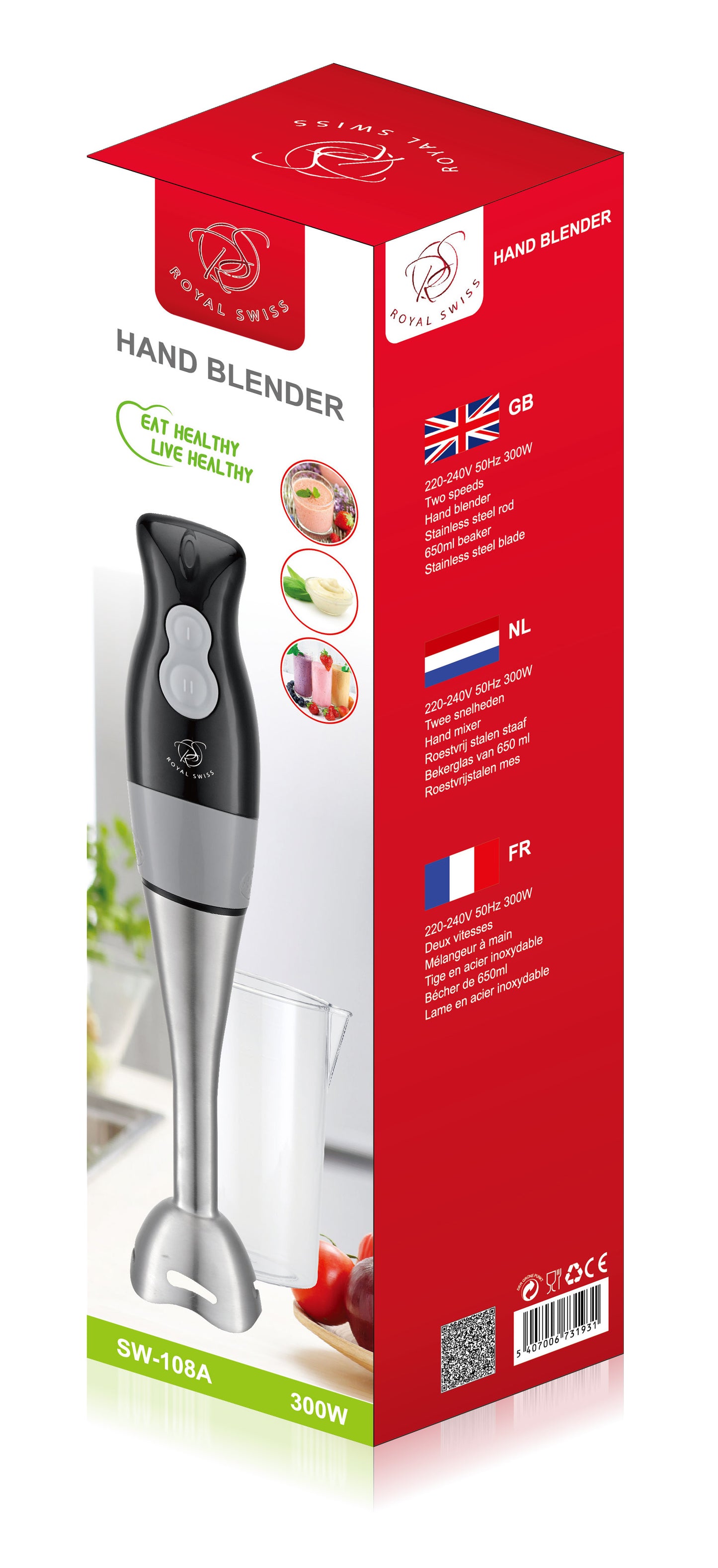 Plastic Hand Blender with Cup