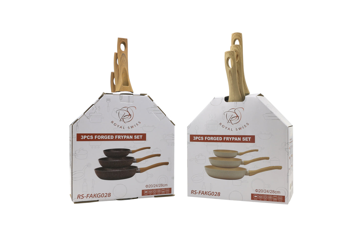 3 Pieces Fry Pan Set with Wooden Handle