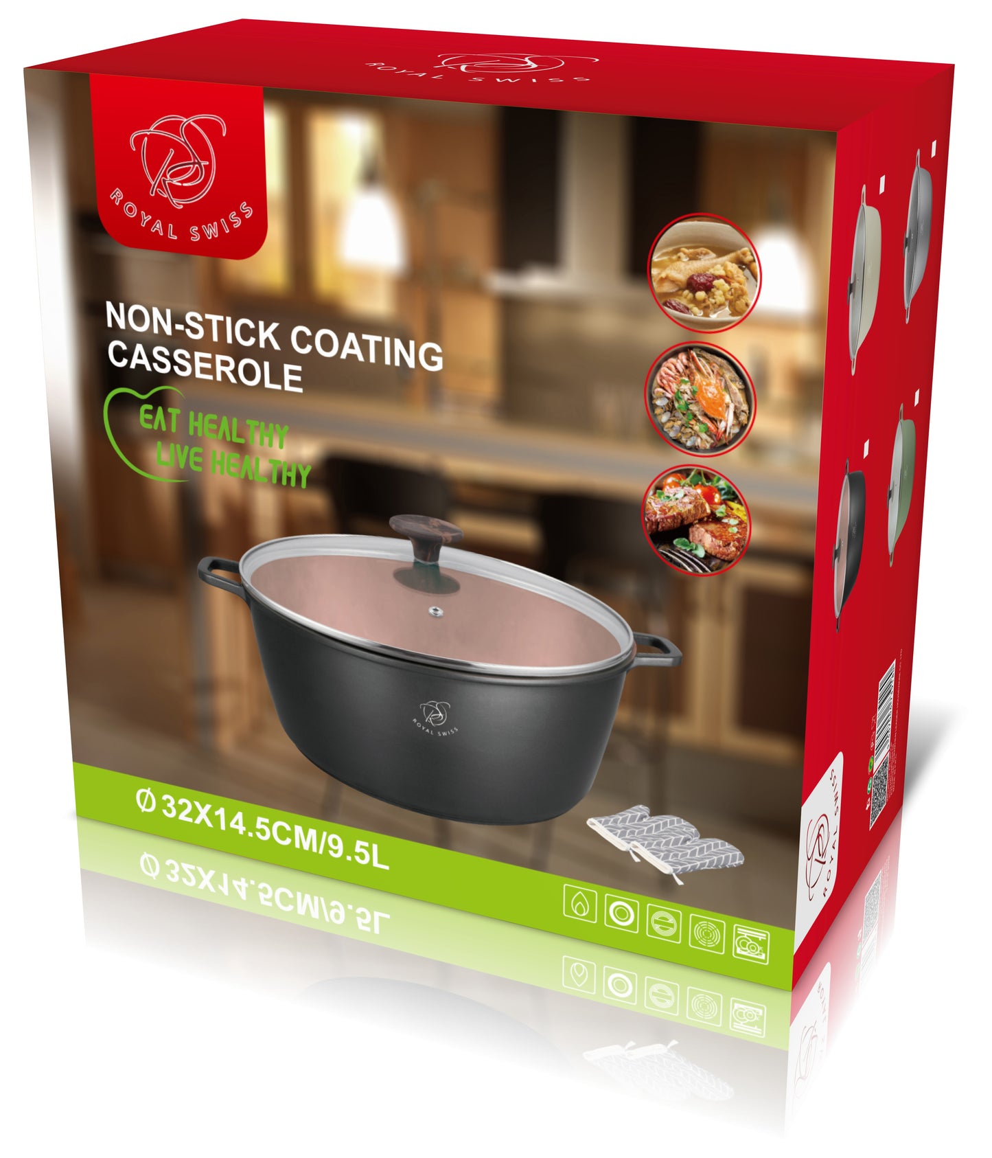 Casserole - 32cm - Black | Beige | Green | Grey