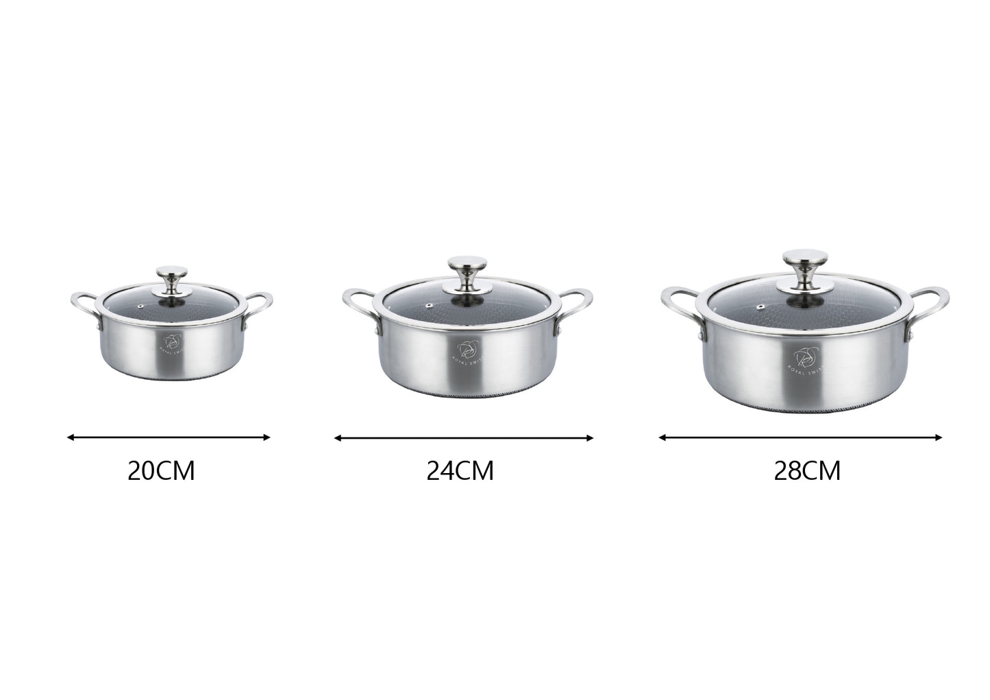 Drielaagse braadpan van roestvrij staal - 20 cm | 24 cm | 28 cm