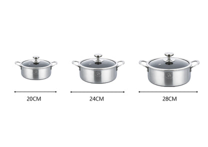 Drielaagse braadpan van roestvrij staal - 20 cm | 24 cm | 28 cm