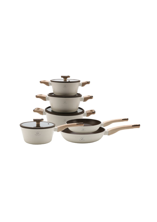10 Pieces Cookware Set - Beige | Black