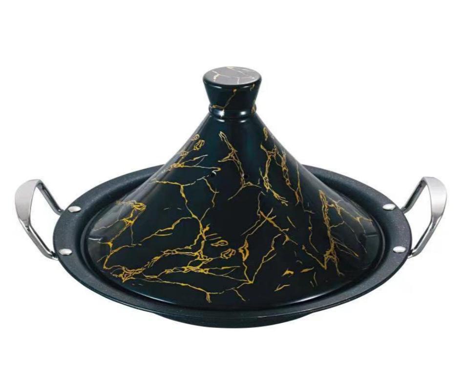 Tajine met Marmercoating - 34cm | 38cm - Zwart | Wit