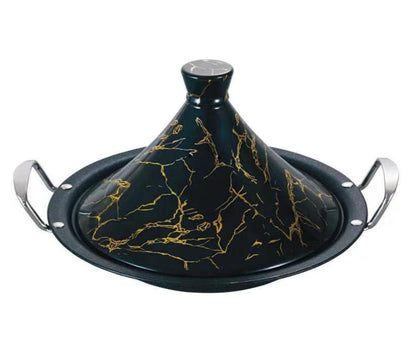 Tajine met Marmercoating - 34cm | 38cm - Zwart | Wit