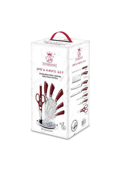8-delige messenset - Rood | Zwart | Zilver