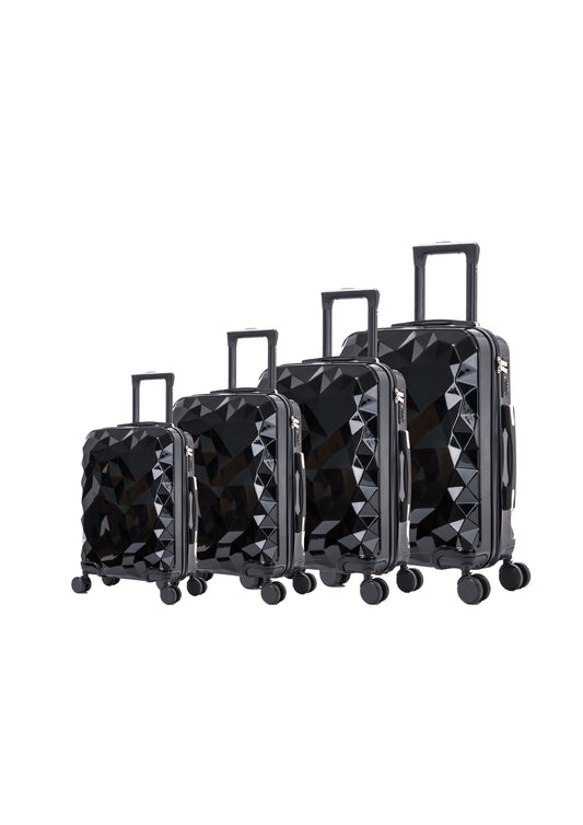 4 Pieces Suitcase Set - Black | Dark Grey | Silver | Pink