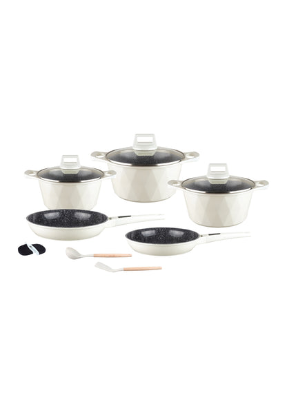 12-delige kookset met keukengerei en ovenwanten - Roze | Beige | Zwart