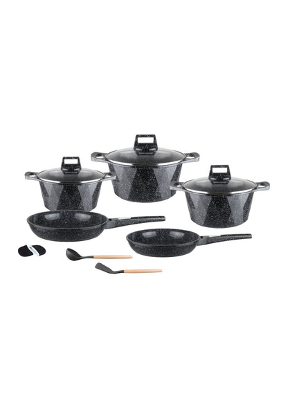 12-delige kookset met keukengerei en ovenwanten - Roze | Beige | Zwart