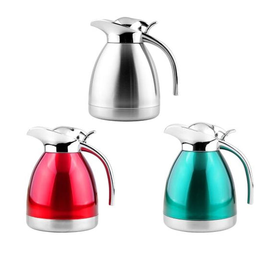 Pichet isotherme en acier inoxydable - 1 L | 1,5 L | 2 L - Rouge | Turquoise | Argent