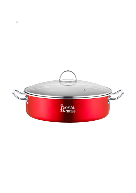 Aluminium Red Shallow Pot - 32cm | 40cm